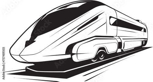 Fleet Force Emblem Design of Bullet Train Speedy Streamliner Black Logo with High Speed Train