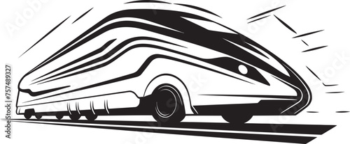 Express Zoom Streamlined Black Logo with Bullet Train Fleet Flash Dynamic Vector Icon for High Speed Bullet Train