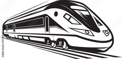 Sonic Surge Streamlined Black Logo with Speedy Train Velocity Voyager Dynamic Vector Design of Bullet Train