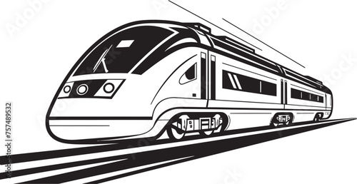 Turbo Transit Iconic Vector Emblem for Speedy Train Rapid Rail Streamlined Black Logo Design of Bullet Train