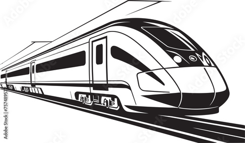 Speedy Express Black Logo with High Speed Train Rapid Rush Vector Icon Design of Bullet Train
