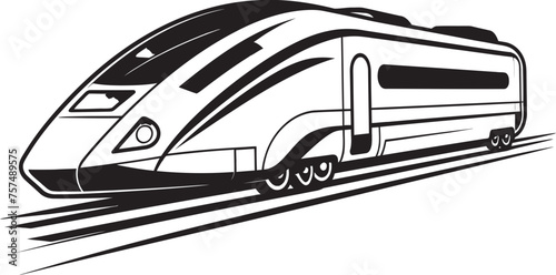 Turbo Transit Dynamic Black Logo with High Speed Bullet Train Rapid Rail Sleek Icon Design of Bullet Train
