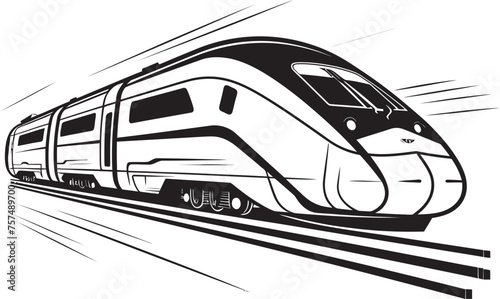 Rapid Rocket Black Logo with High Speed Train Sonic Speedster Vector Icon Design of Bullet Train
