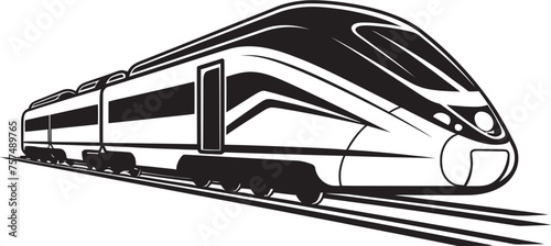 Rapid Runner Black Logo with High Speed Train Sonic Speedster Vector Icon Design of Bullet Train