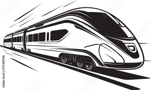 Turbo Thrust Black Logo Design with Bullet Train Fleet Flyer Vector Icon of High Speed Train