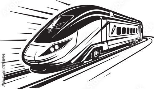 Speedy Streak Emblem Design of Bullet Train Rapid Rocket Black Logo with High Speed Train