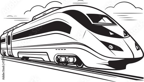 Rapid Rocket Black Logo with High Speed Train Sonic Swift Vector Icon Design of Bullet Train