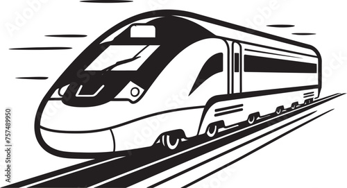 Fleet Flyer Vector Icon of High Speed Train Speedy Streak Emblem Design of Bullet Train