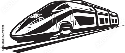 Rapid Runner Black Logo with High Speed Train Sonic Swift Vector Icon Design of Bullet Train