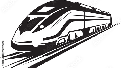 Turbo Trailblazer Black Logo Design with Bullet Train Fleet Flasher Vector Icon of High Speed Train