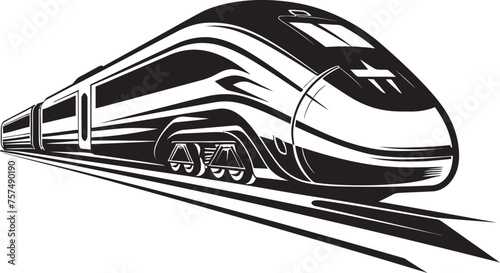 Turbo Trailblazer Black Logo Design with Bullet Train Fleet Flasher Vector Icon of High Speed Train