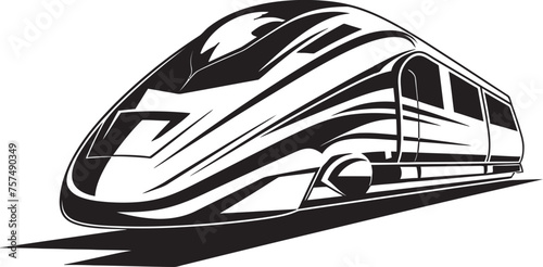 Velocity Voyager Sleek Black Logo of Bullet Train Turbo Thrust Streamlined Vector Icon for Speedy Train