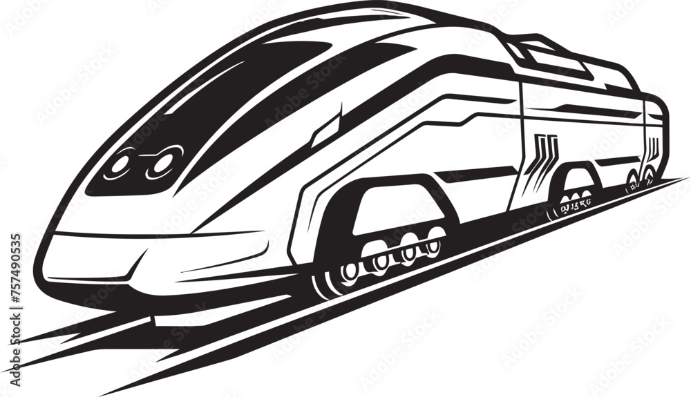 Turbo Transit Vector Icon of High Speed Train Express Expedition Emblem Design of Bullet Train