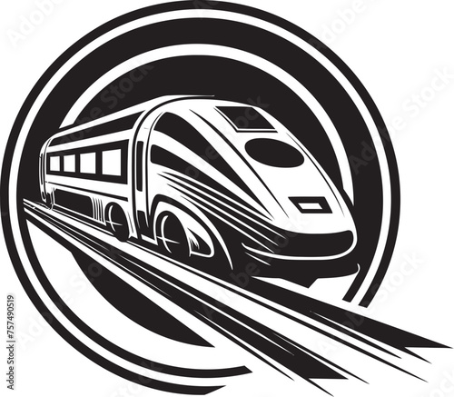 Velocity Voyager Sleek Vector Emblem of High Speed Train Turbo Thrust Streamlined Black Logo for Speedy Train