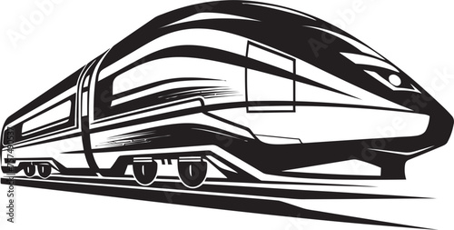 Turbo Transit Dynamic Emblem Design of High Speed Train Fleet Flash Sleek Vector Icon of Bullet Train