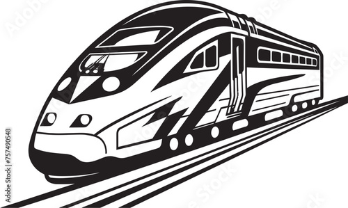 Fleet Flash Sleek Vector Icon of Bullet Train Express Zoom Streamlined Black Logo with High Speed Train