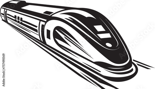 Speedy Shuttle Sleek Black Logo with Bullet Train Rapid Ripple Dynamic Vector Icon for High Speed Train