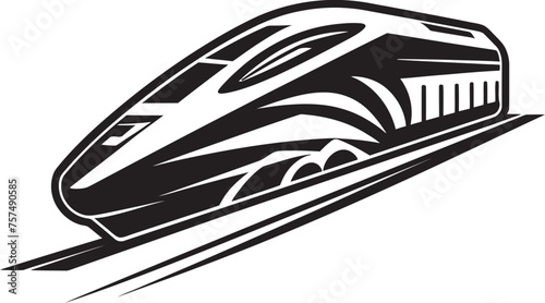 Turbo Transit Dynamic Vector Emblem of High Speed Train Fleet Flash Iconic Black Logo with High Speed Train