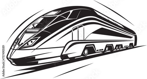Fleet Flash Iconic Black Logo with High Speed Train Express Zoom Sleek Vector Icon for Bullet Train