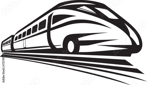 Velocity Voyager Sleek Vector Icon of High Speed Train Turbo Thrust Dynamic Black Logo with Bullet Train