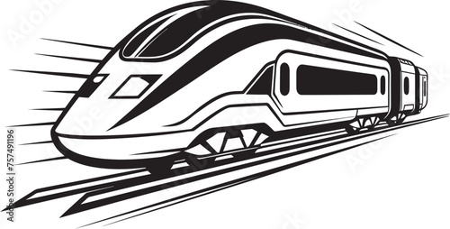 Express Edge Emblem Design of Bullet Train Speedy Streamliner Black Logo with High Speed Train