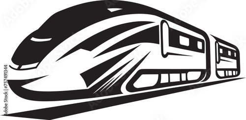Rapid Rail Dynamic Emblem Design for Bullet Train Sonic Surge Sleek Black Logo with High Speed Train