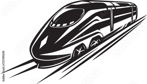Express Zoom Dynamic Emblem Design for High Speed Train Velocity Vanguard Streamlined Black Logo with Bullet Train