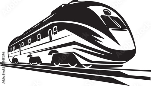Sonic Surge Streamlined Emblem Design of High Speed Train Fleet Flash Iconic Black Logo with Bullet Train