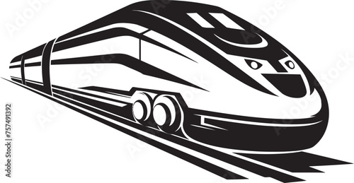 Turbo Transit Iconic Emblem Design for High Speed Train Rapid Rail Sleek Black Logo with Bullet Train