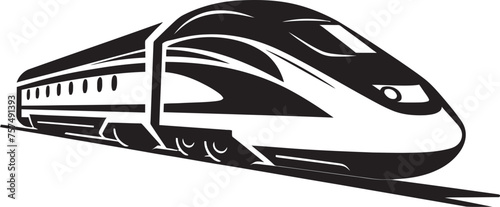 Rapid Rail Sleek Black Logo with Bullet Train Sonic Surge Dynamic Vector Icon for High Speed Train