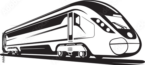 Velocity Vista Emblem of High Speed Bullet Train Sonic Streamline Black Logo Design with Bullet Train