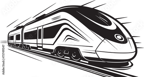 Express Expedition Emblem Design of Bullet Train Speedy Sprinter Black Logo with High Speed Train
