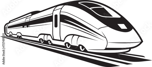 Speedy Sprinter Black Logo with High Speed Train Rapid Ripple Vector Icon Design of Bullet Train