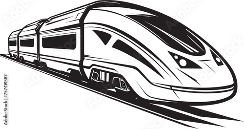 Velocity Vanguard Emblem of High Speed Bullet Train Sonic Soar Black Logo Design with Bullet Train