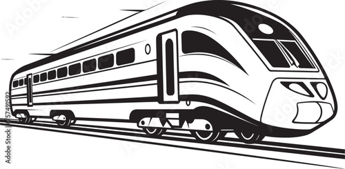Sonic Soar Black Logo Design with Bullet Train Turbo Track Vector Icon of High Speed Train