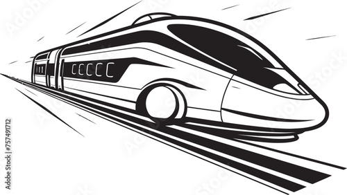 Velocity Venture Emblem of High Speed Bullet Train Sonic Swift Black Logo Design with Bullet Train