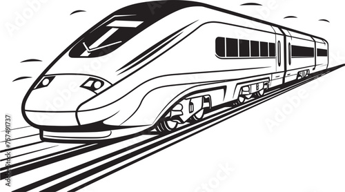 Turbo Transit Vector Icon of High Speed Train Express Edge Emblem Design of Bullet Train