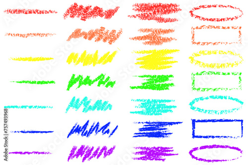 Hand drawn crayons marker colorful design element. Vector children scribble lines, doodles crayon. Vector illustration