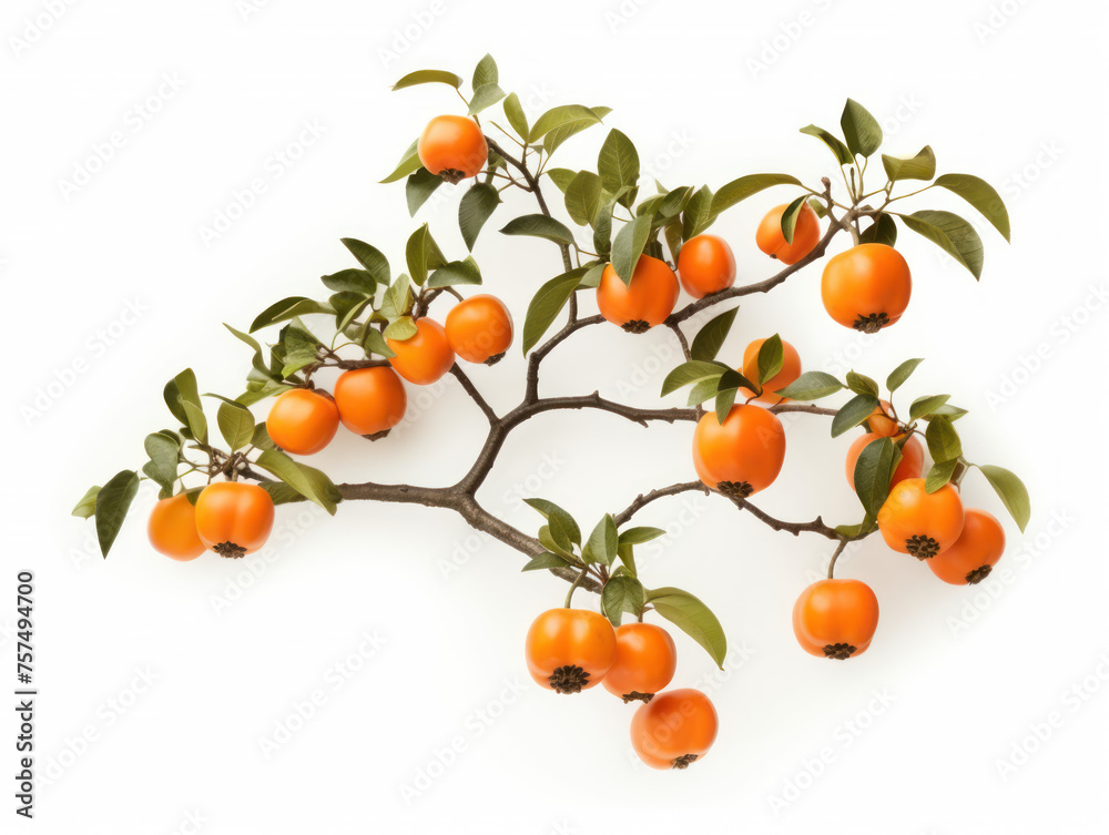 persimmon tree isolated on transparent background, transparency image, removed background