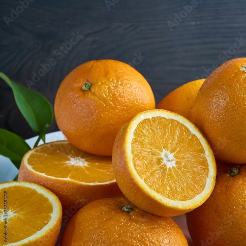 Citrus Glow: Fresh Orange Fruit with Room for Text by Firefly photo