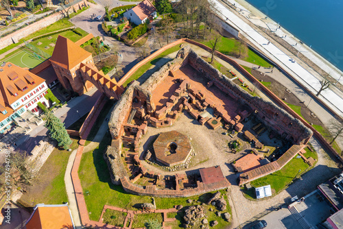 Landscape of the old town in Torun with the ruins of the Teutonic castle. Poland