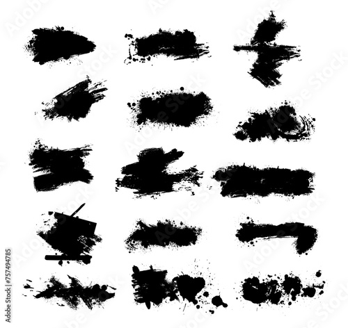 Set of abstract black blots. hand drawing. Not AI  Vector illustration