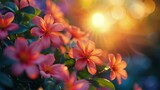 Bunch of Flowers With Sun Background