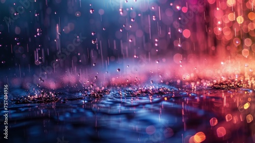 Colorful Rain Drops Falling Down on a Black Background