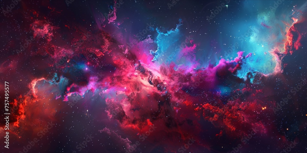 Cosmic Nebula in Vivid Colors