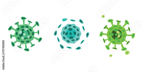 Bacteria set. Virus germs in flat style. 