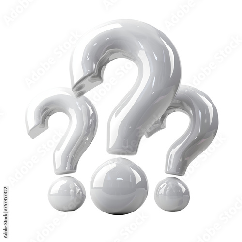 Three question mark icons isolated on transparent background
