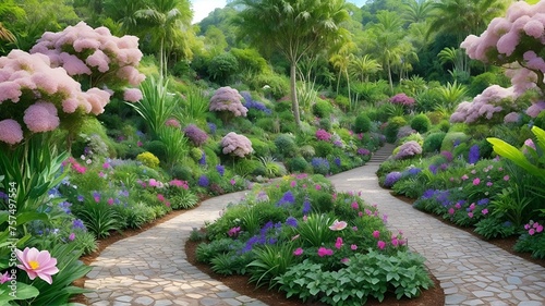 two paths that join in a garden