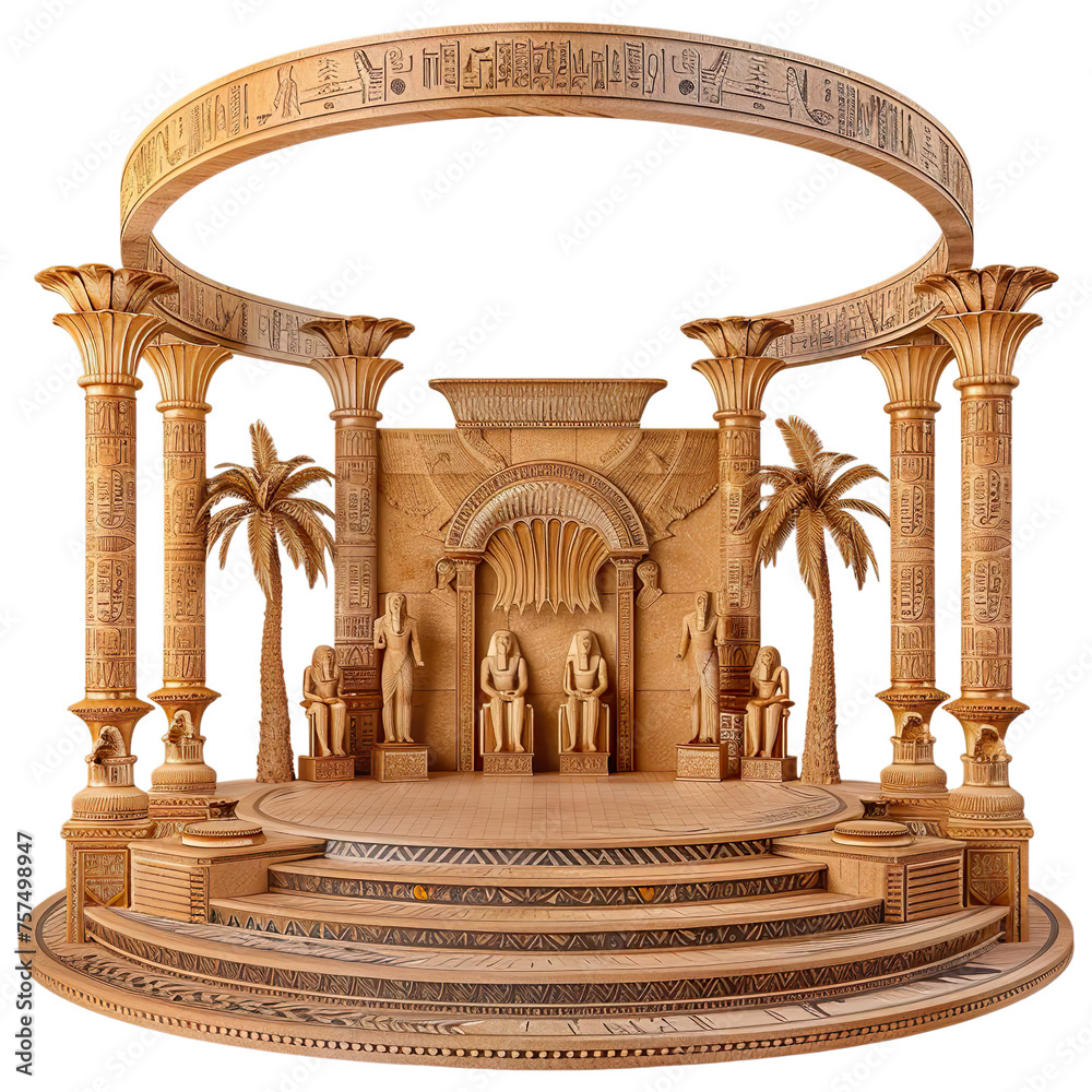 Fototapeta premium A circle stage Egyptian Sands Soiree themed Isolated on transparent background.