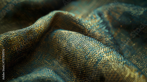 Close-up shot of blue fabric with a subtle wave pattern, giving it an abstract textured look